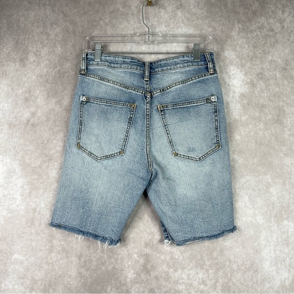 Pilcro x Anthropologie Denim Distressed Long Bermuda Shorts Women's Size 25 - Picture 4 of 6